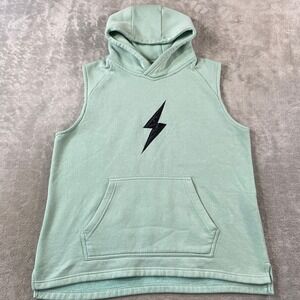 Bruce Bolt Sleeveless Hoodie Men Large Green Lightning Bolt Baseball Gym Workout